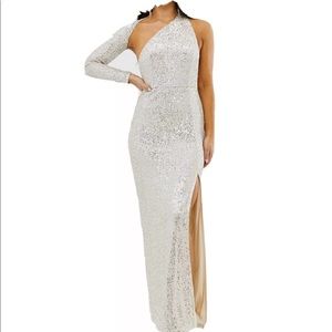 Silver sequin formal gown